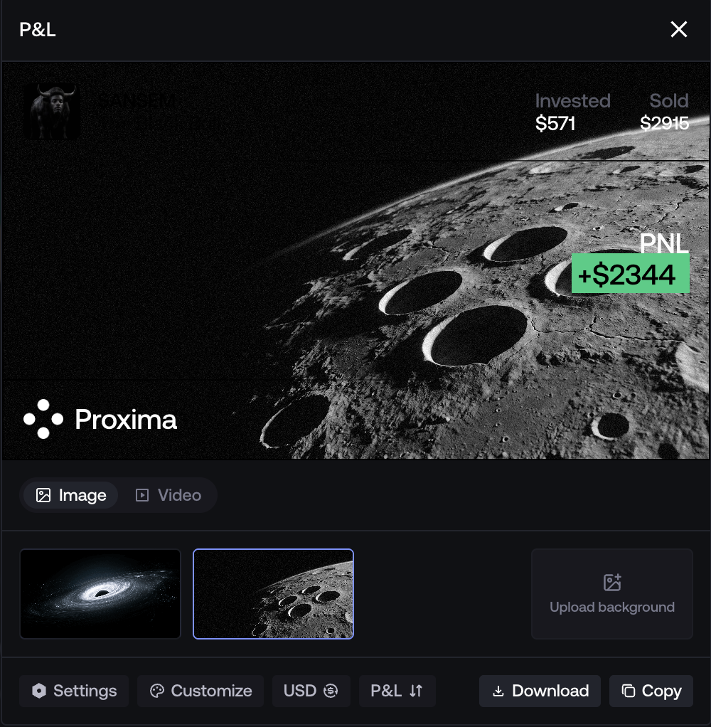 Image and video backgrounds in the P&L card editor